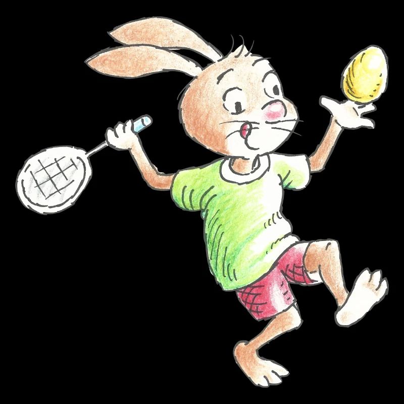 Hasenkind mit Tennisschläger