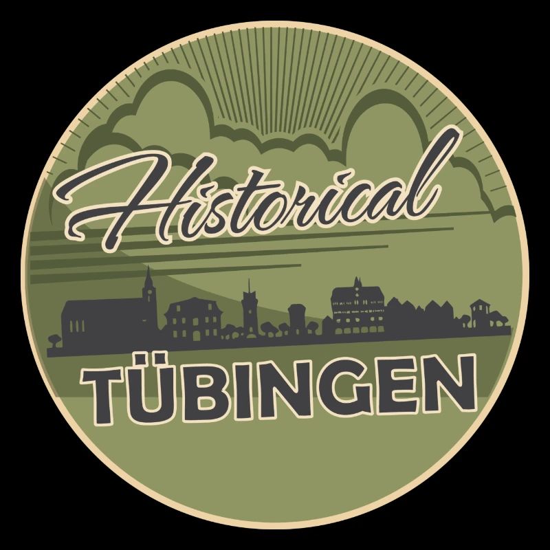 tübingen, skyline, cercle, coupe ciseaux, vert, rétro