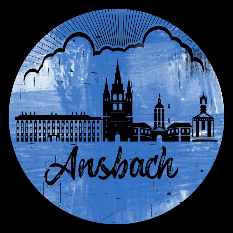 ansbach,skyline,bleu,cercle,rétro