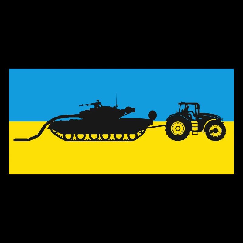 Ukrainian tractor pulling a tank.
