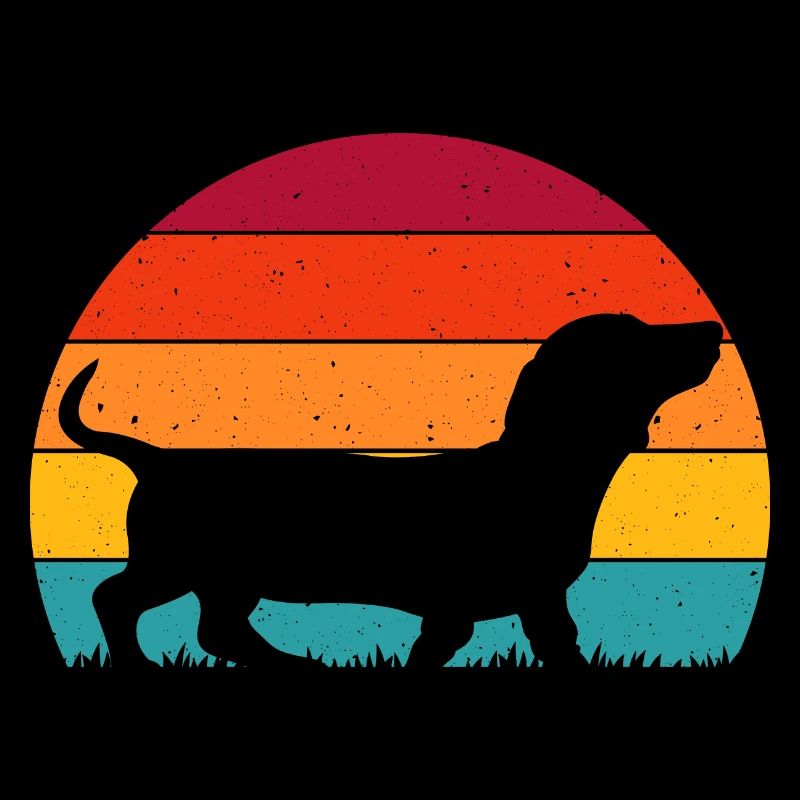 Dackel Dachshund Silhouette Retro Vintage Dackelli