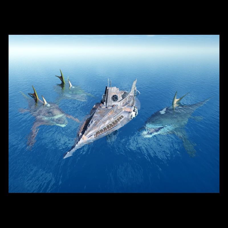 Monstrous fish and submarine