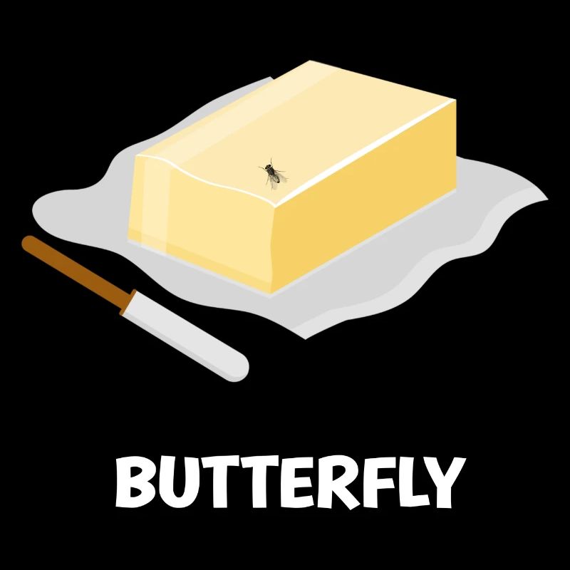 Lustiges Schmetterling Wortspiel Butter Fliege