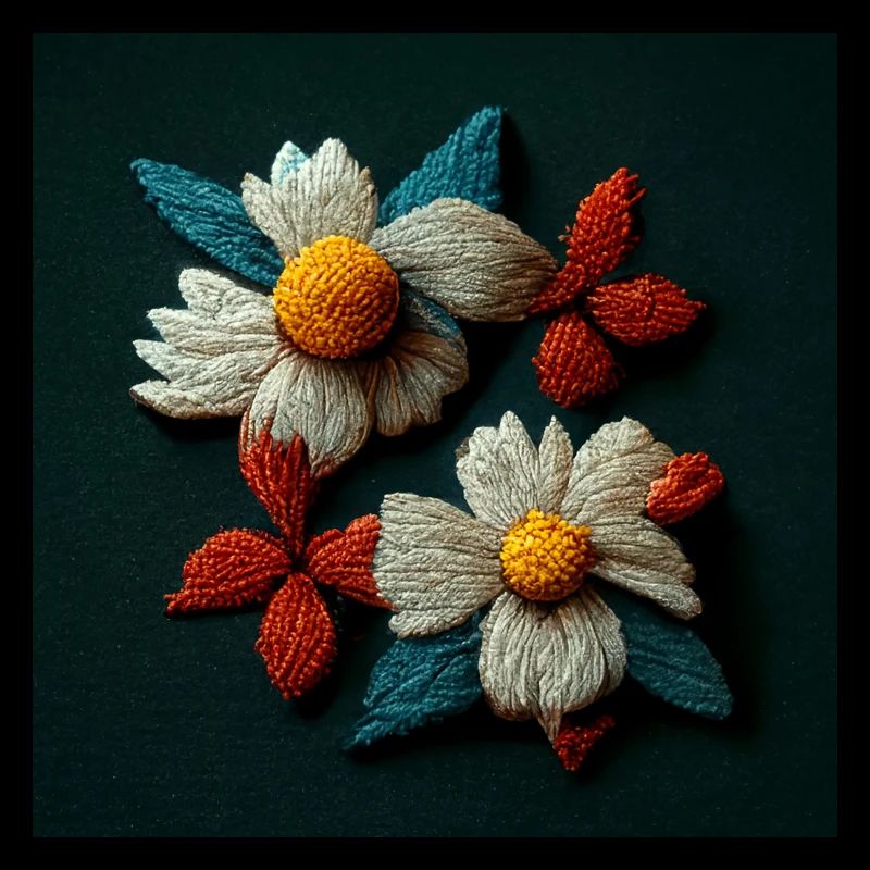Fleurs brodées 3d