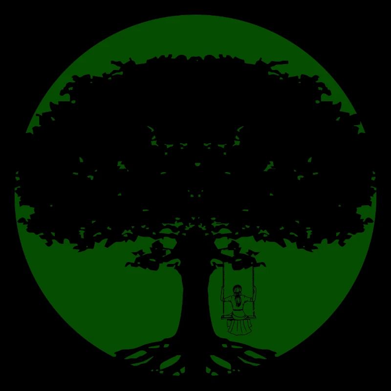 Mädchen schaukelt am Baum