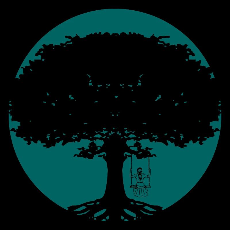 Mädchen schaukelt am Baum