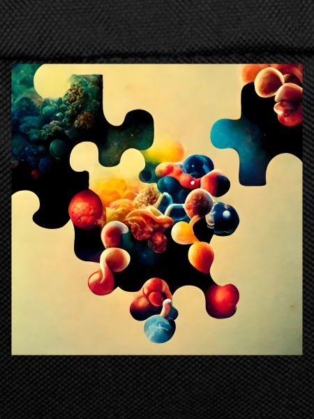 Puzzle motif with molecules