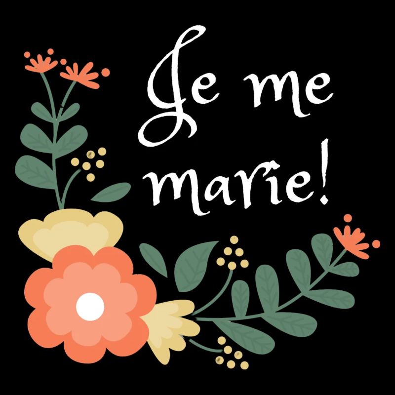 Corale de fleurs avec le texte "Je me marie!"