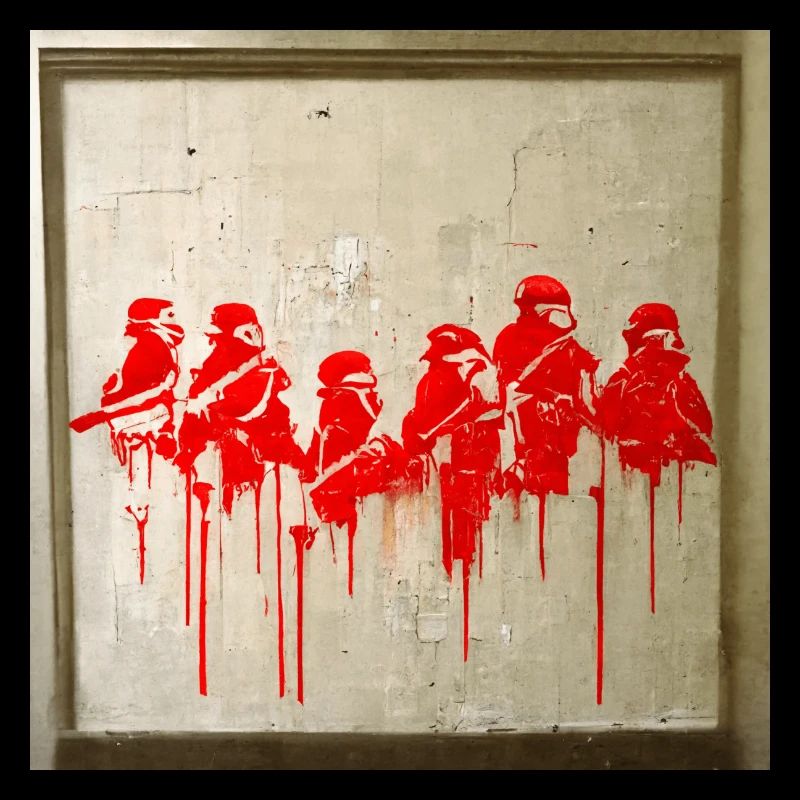 Banksy Style War Scene Graffiti