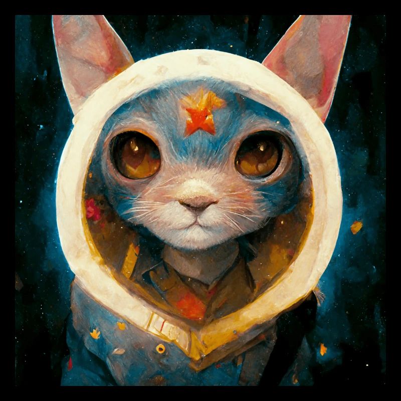 Chat réaliste dans la peinture spatiale