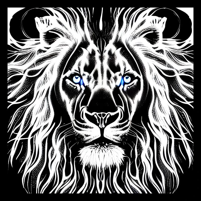 BLACK AND WHITE LION GOD