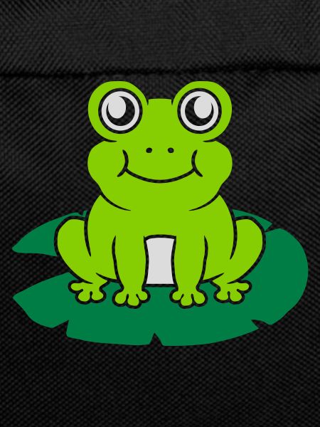 Cute frog sits water lily