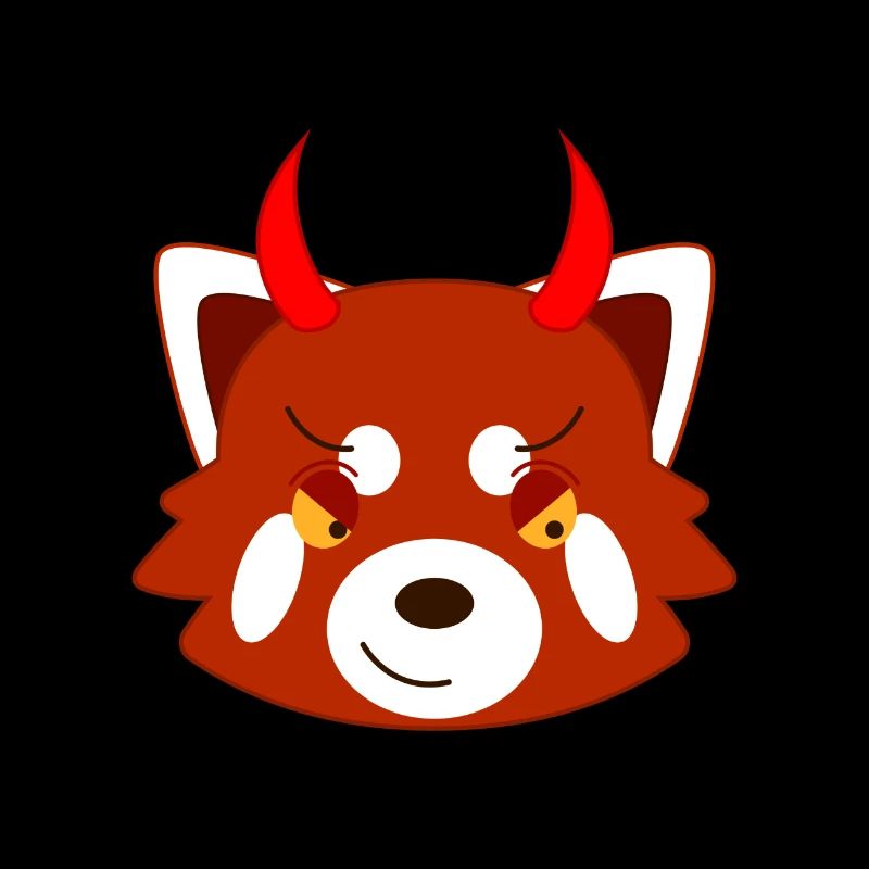 Red panda disguised as a devil for Halloween