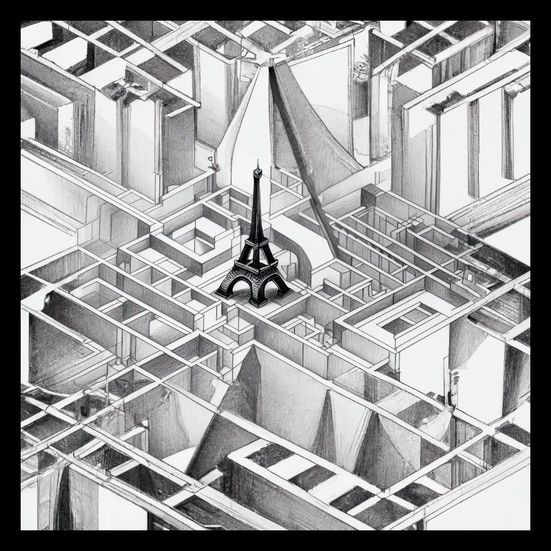 MC Escher Zeichnung des Eiffelturms