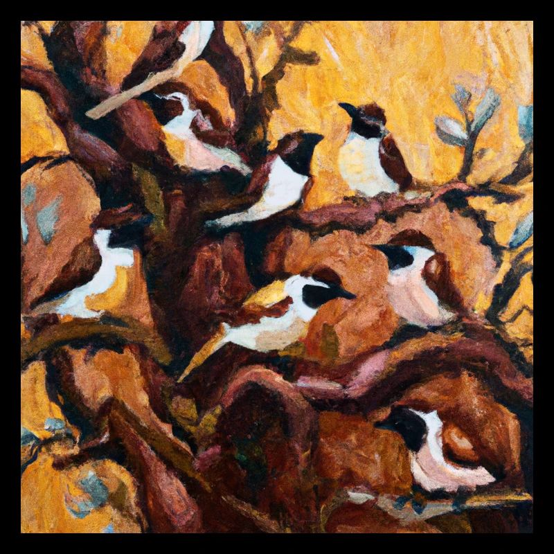 Oiseaux perchés sur les branches d’un arbre