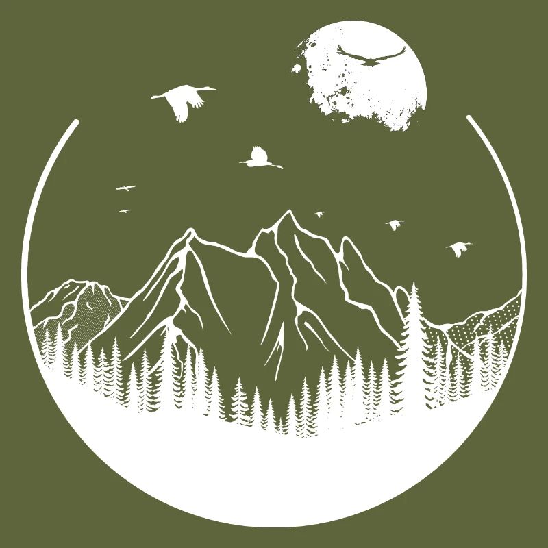 Geometric shape tree mountains