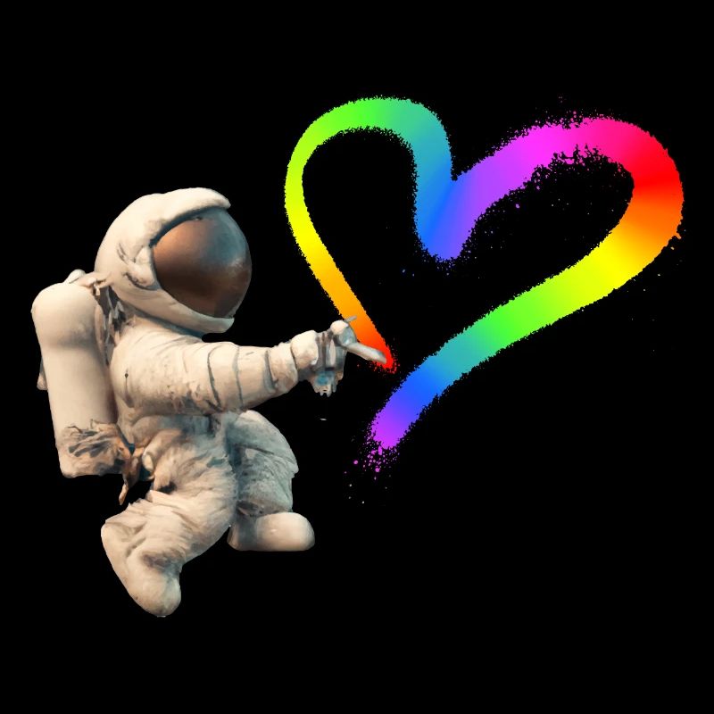 Astronaut sprays LGBTQ heart graffiti