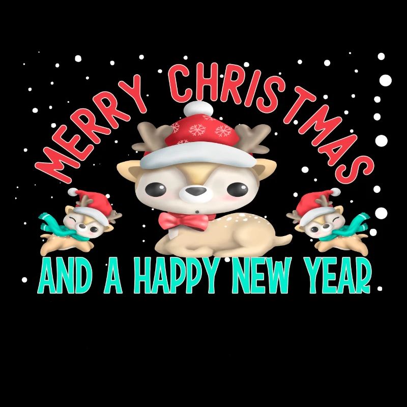 Joyeux Noël Bonne Année Cerf de Noël mignon