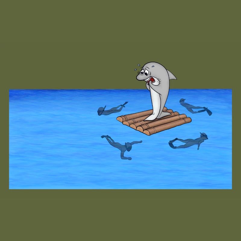 Shark on raft