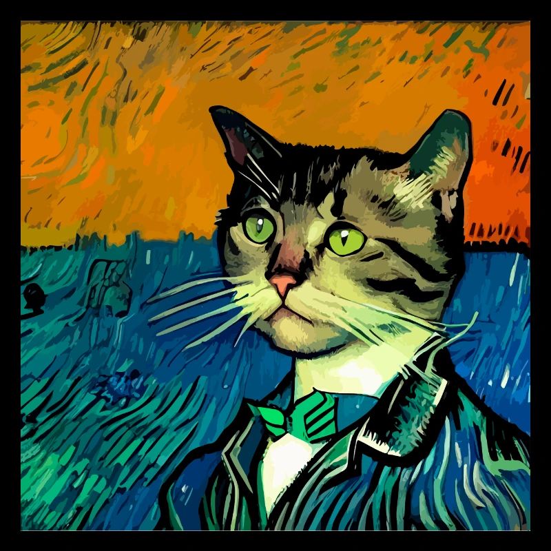 Chat peint par Van Gogh