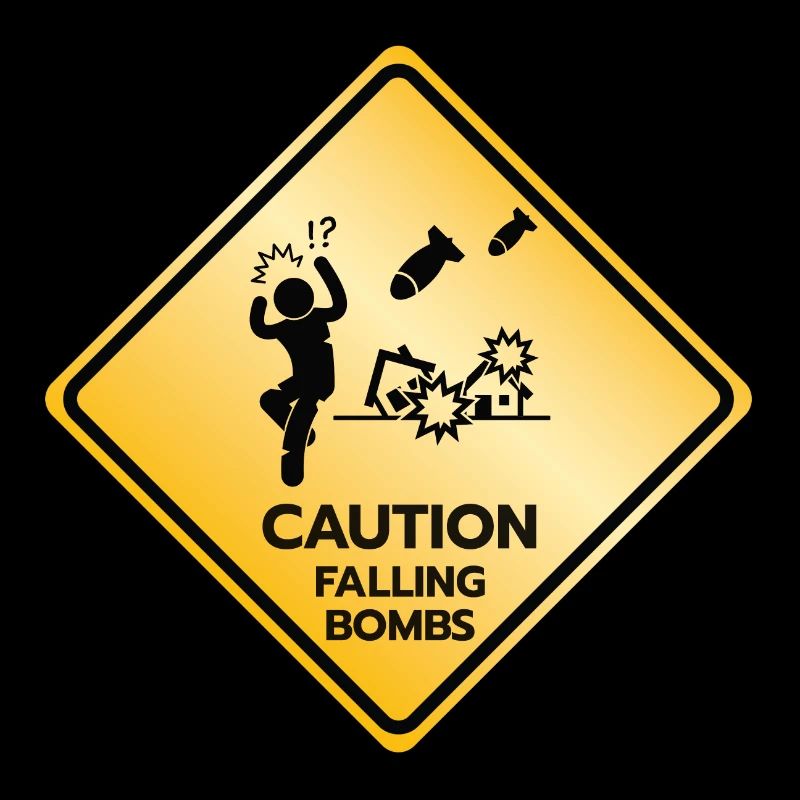 Caution Sign Falling Bombs