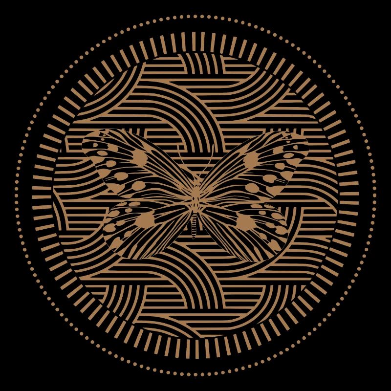 Golden butterfly with geometric patterns