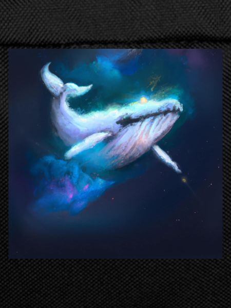 Whale floating in space
