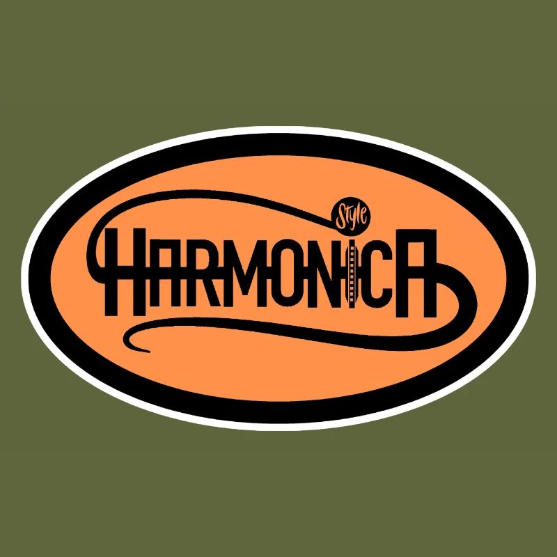 Harmonica Logo Style white edge for harmonica player