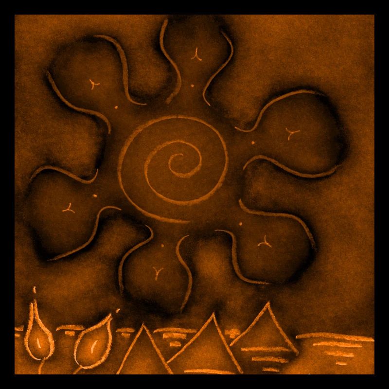 SUN ON ORANGE PYRAMIDS