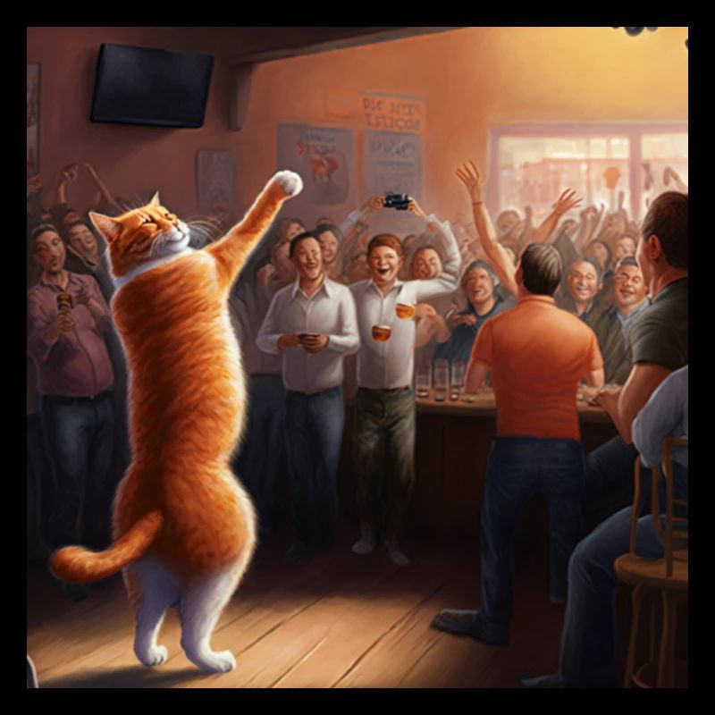 Orange cat dancing