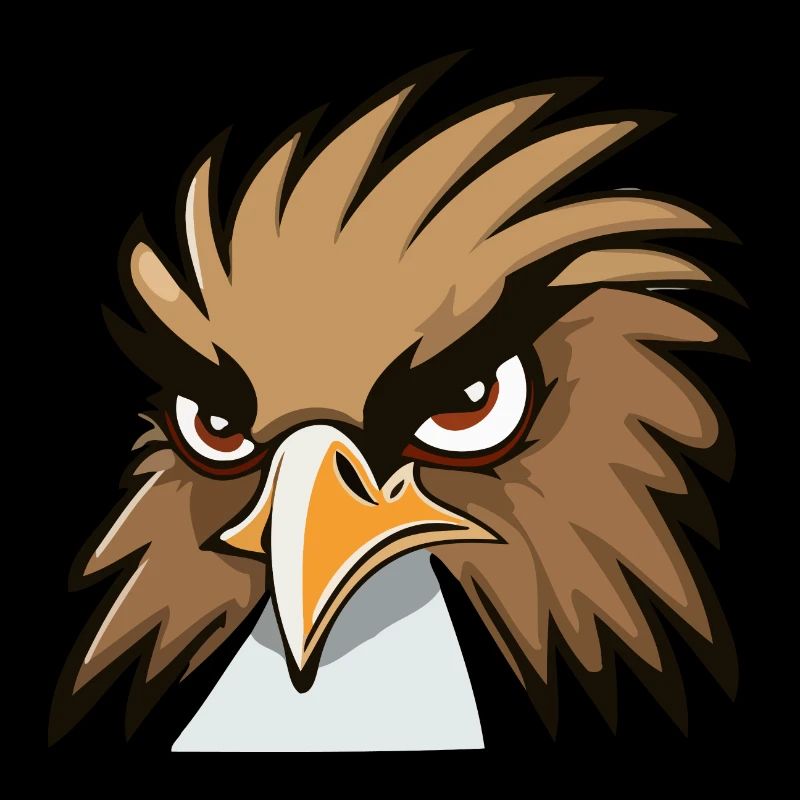 Funny Eagle Head Cartoon Illustration