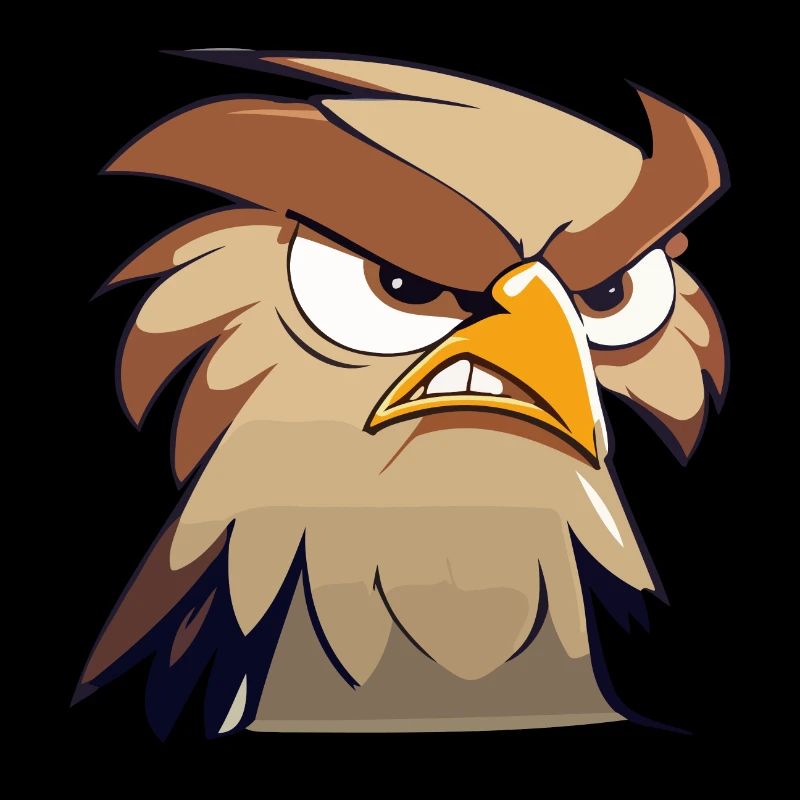 Funny Eagle Head Cartoon Illustration