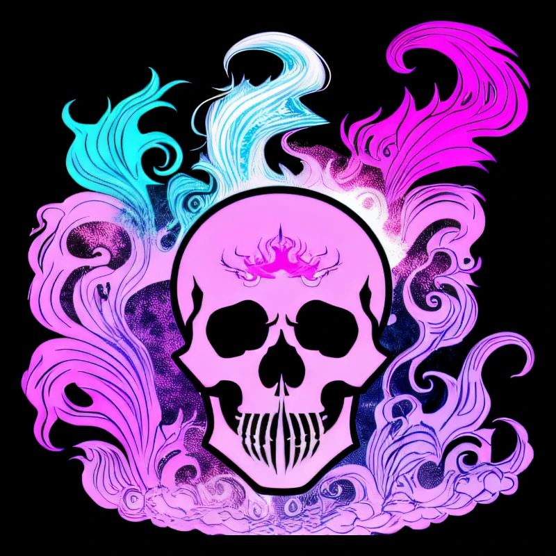 Fire Skull Smoke Pink Skeleton Flames 6
