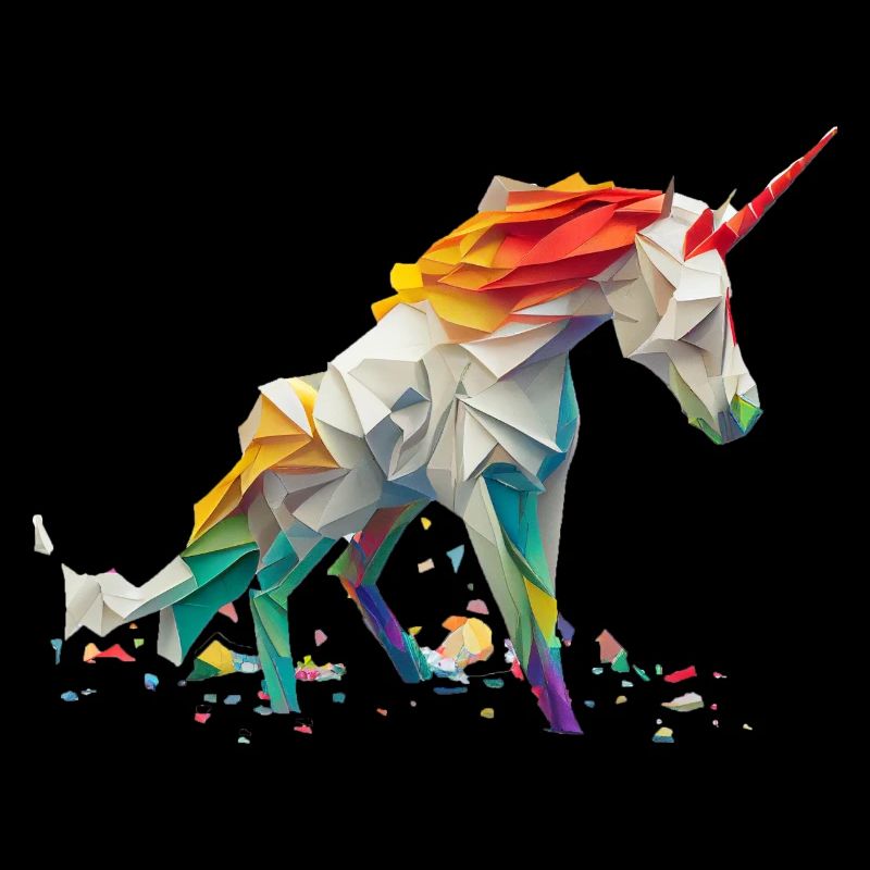 Origami Geometrie Einhorn bunt modern arty