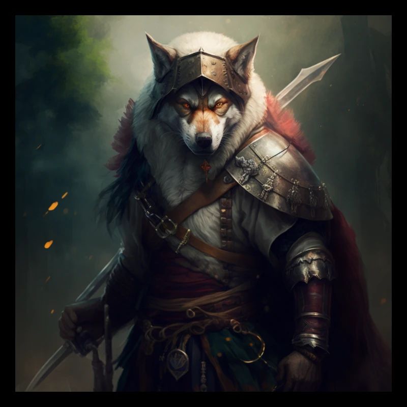 Wolf Krieger mit Schwert