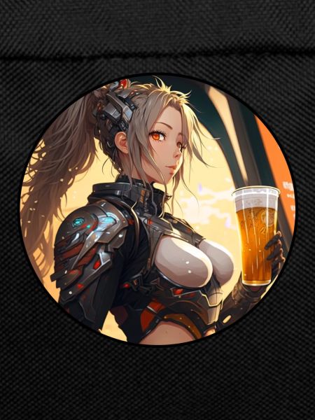 Cyborg Girl mit Bier