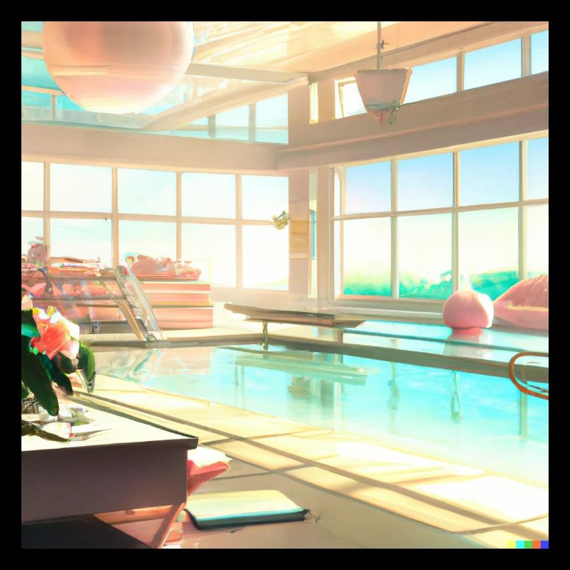 A sun-drenched lounge area digital art