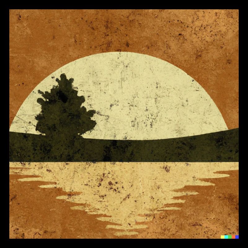 Retro sunset on the lake