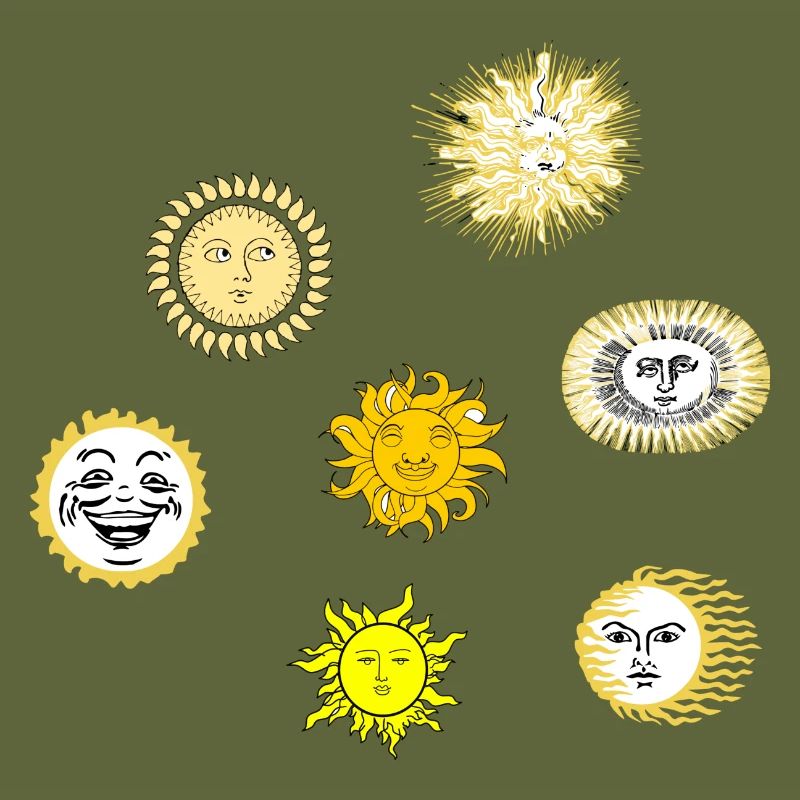 sun stickers,sun with a face