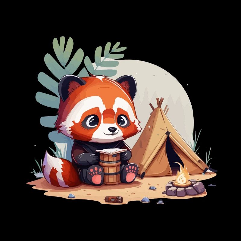 Camping Panda Rouge