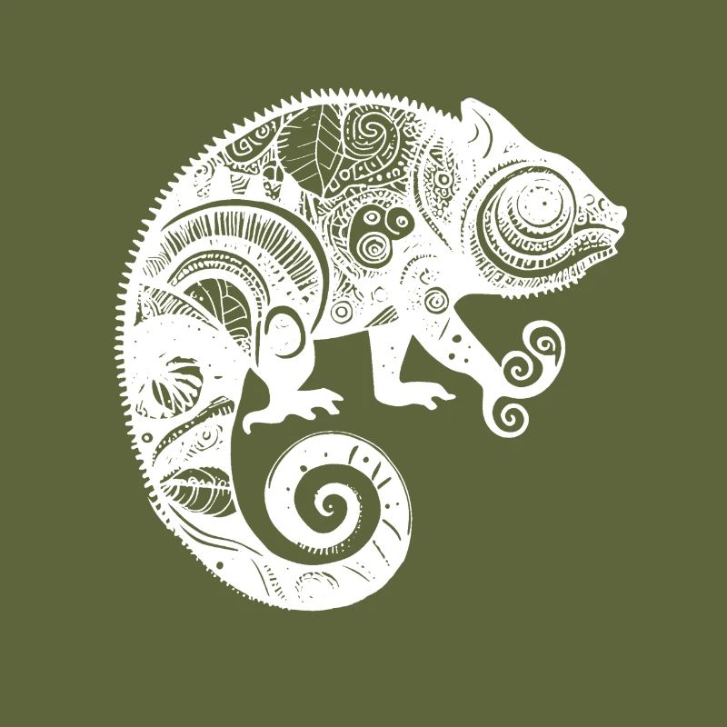 Chameleon with boho Aztec patterns