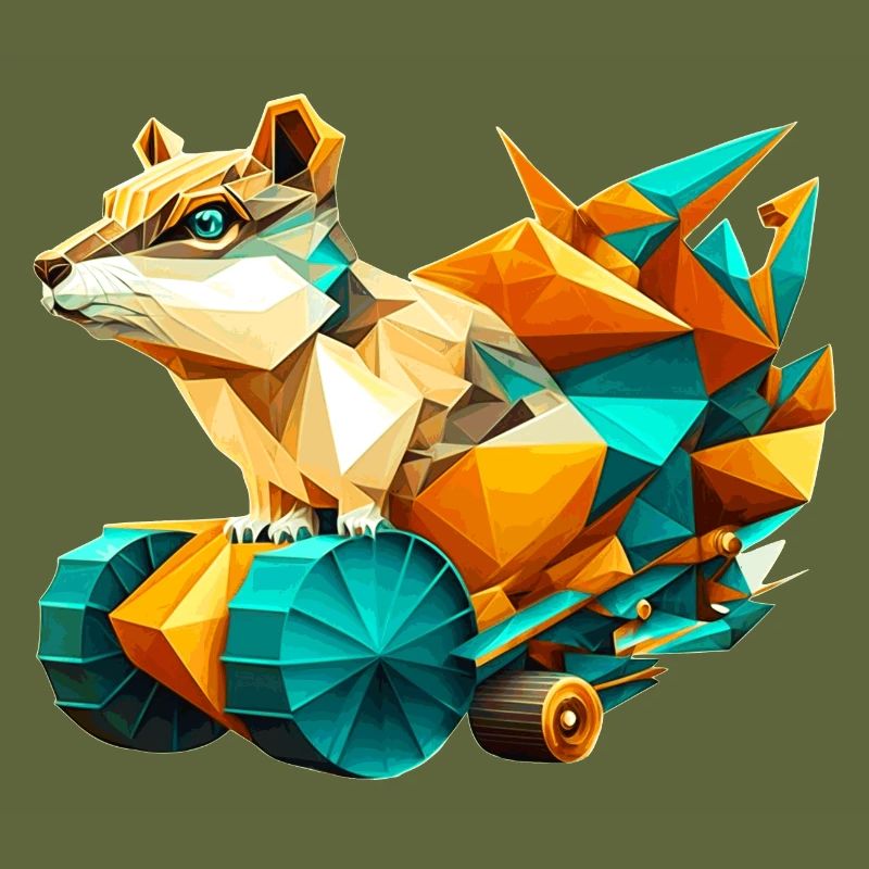 3D kit chipmunk with wheels as polygon