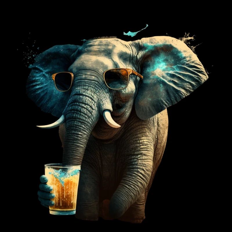 Cooler Elefant mit Bier und Sonnenbrille