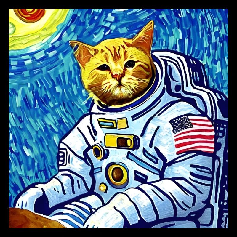 Van Gogh Astronaut Cat