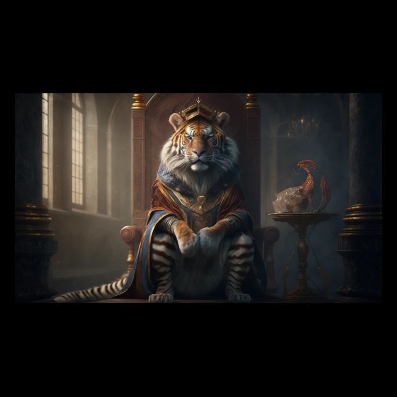 Tiger sitting on a throne, generative AI