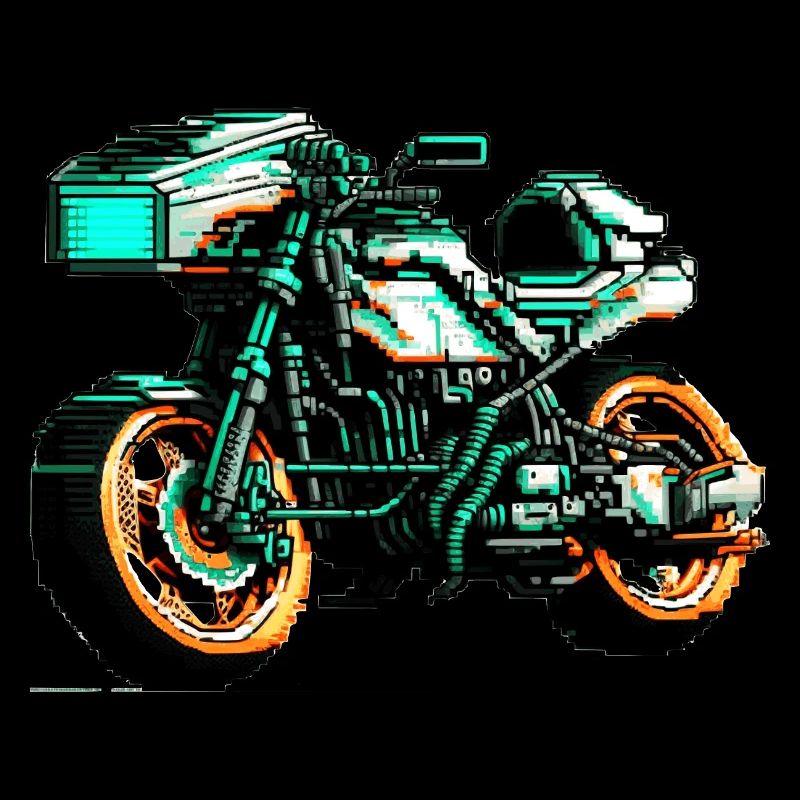 Motorcycle in 8 bit as vector graphics for bikers