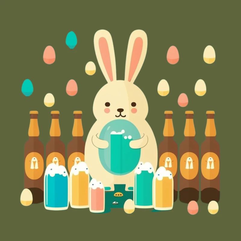 Beer Easter Easter Bunny with Easter Eggs