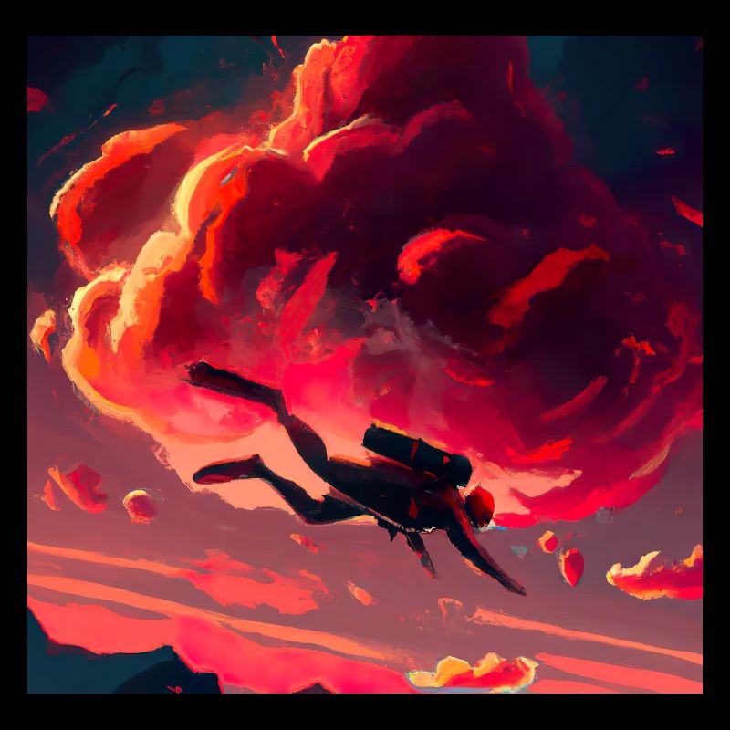 Flying Skydiving Diver at sunset