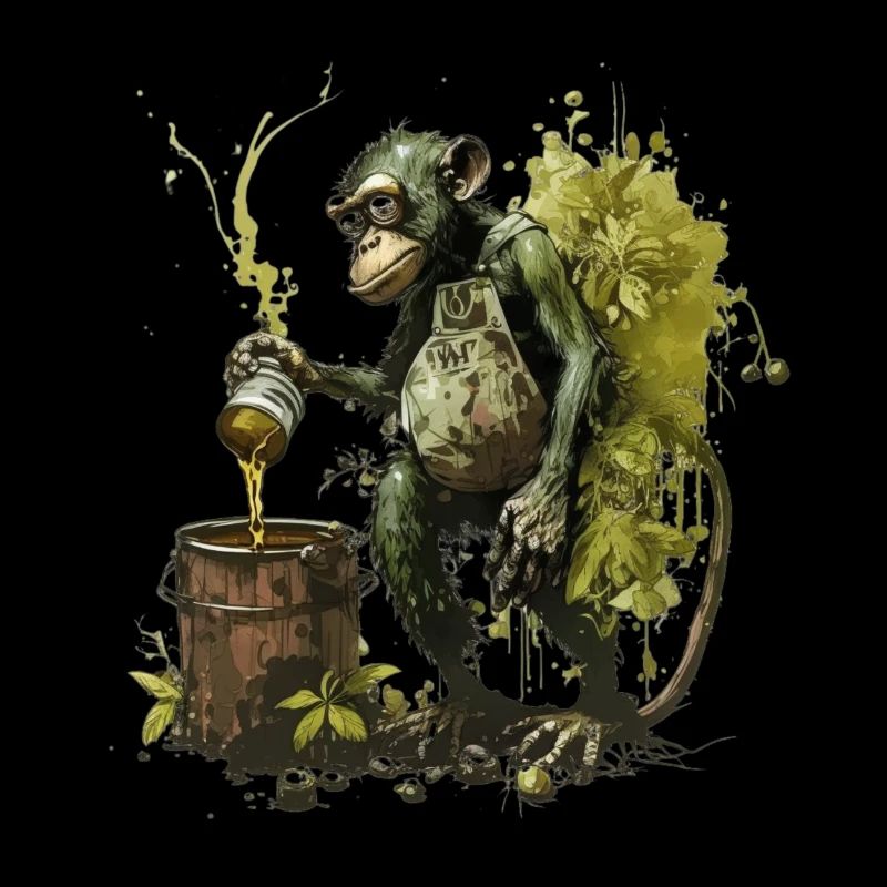 Colle hobby brewer chimpanzee with beer