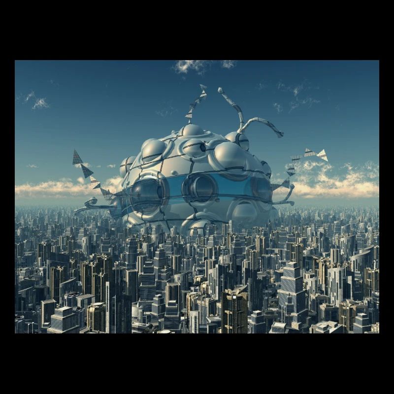 Huge spaceship in a big city